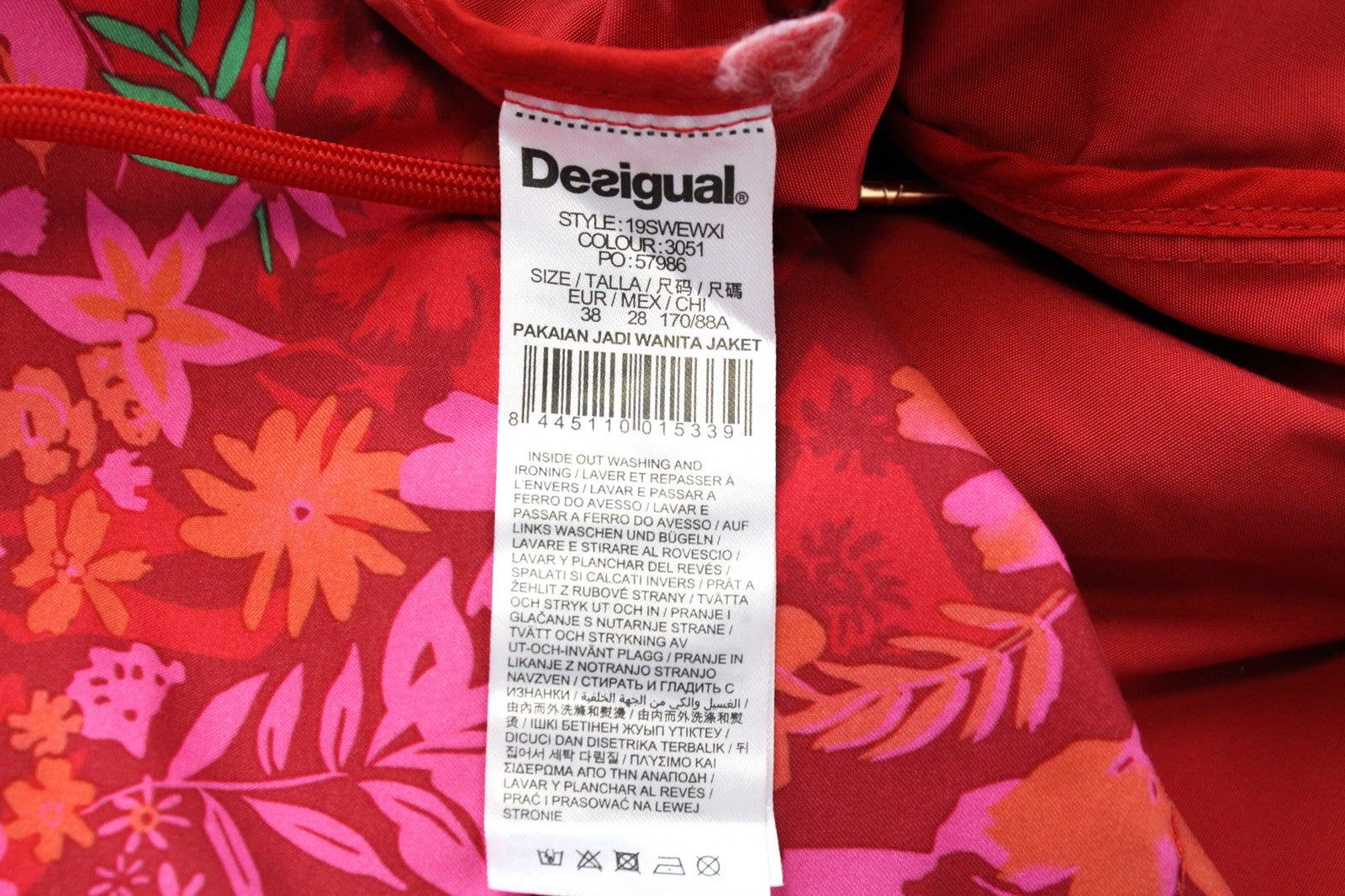DESIGUAL Chaq Delphine Women Jacket 38 Colourful Floral Patterned Mid-Length