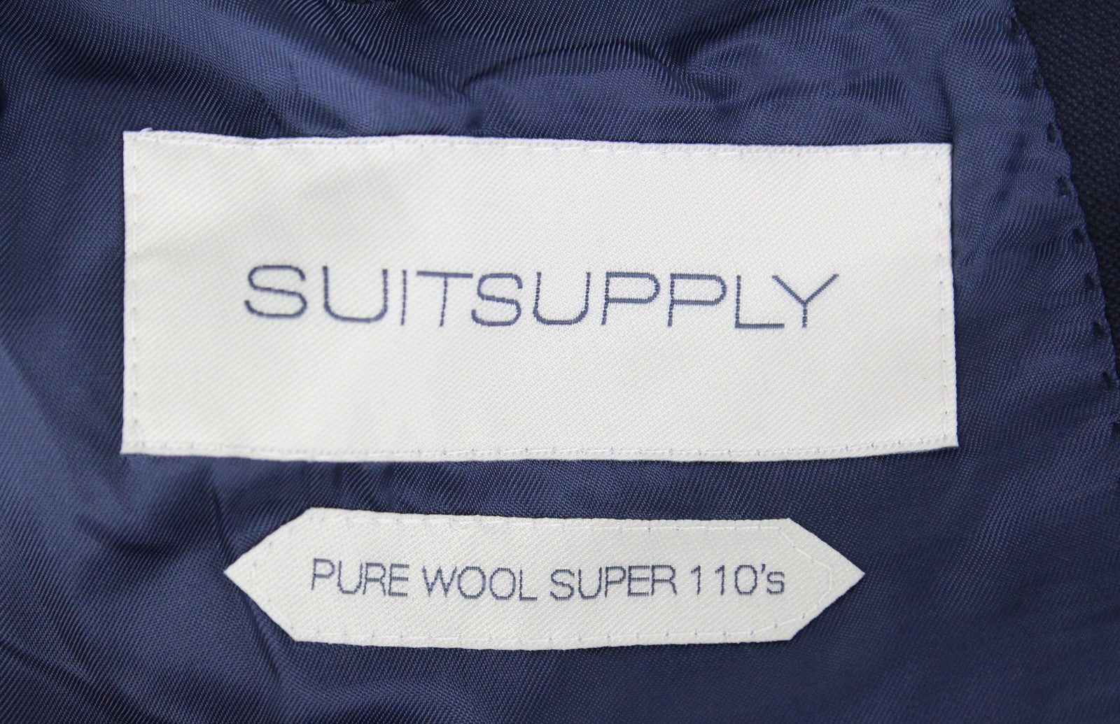 SUITSUPPLY Lazio SB Int. Men Suit UK32R Dark Blue Lined Slim Pure Wool 2 Piece