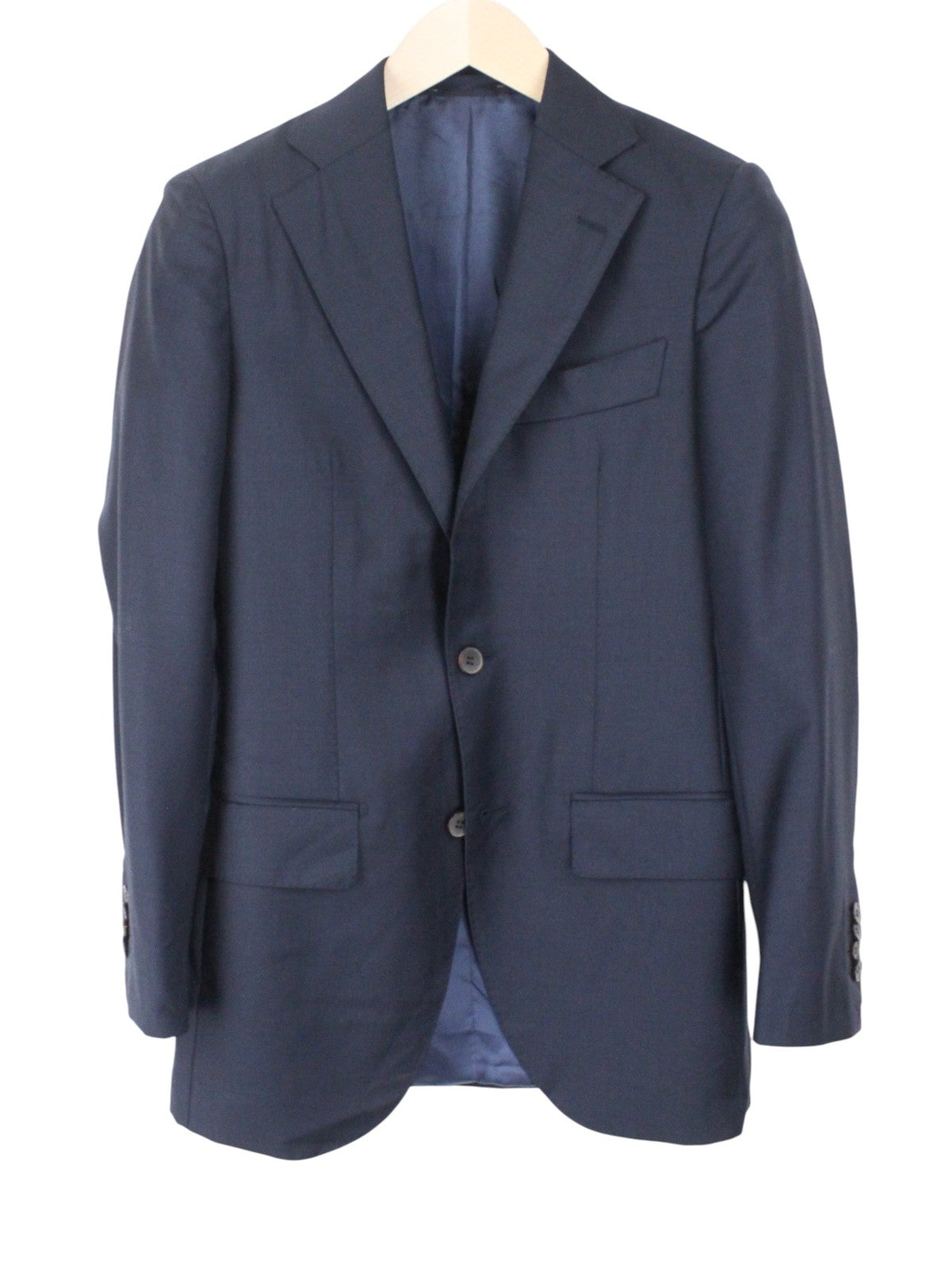 SUITSUPPLY Lazio SB Int. Men Suit UK32R Dark Blue Lined Slim Pure Wool 2 Piece