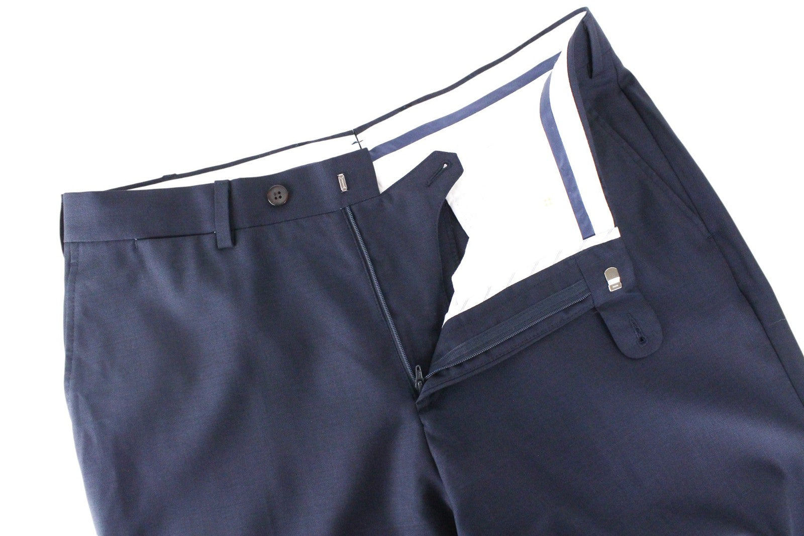 SUITSUPPLY Lazio SB Int. Men Suit UK32R Dark Blue Lined Slim Pure Wool 2 Piece