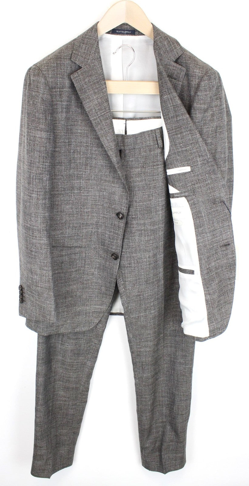 SUITSUPPLY Havana Patch Men Suit UK38R Silk Linen Wool 2 Piece Brown Lined