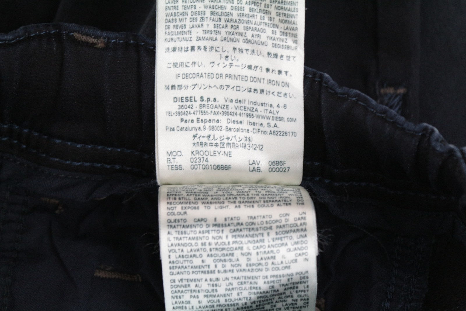 DIESEL Krooley-Ne 0686F Men Jeans W26 Boys Drawstring Sweat Jogg Taper Stretch