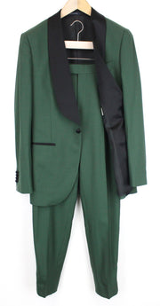 SUITSUPPLY La Spalla Men Suit UK36R Shawl Lapel Green Twill 2-Piece Woolen