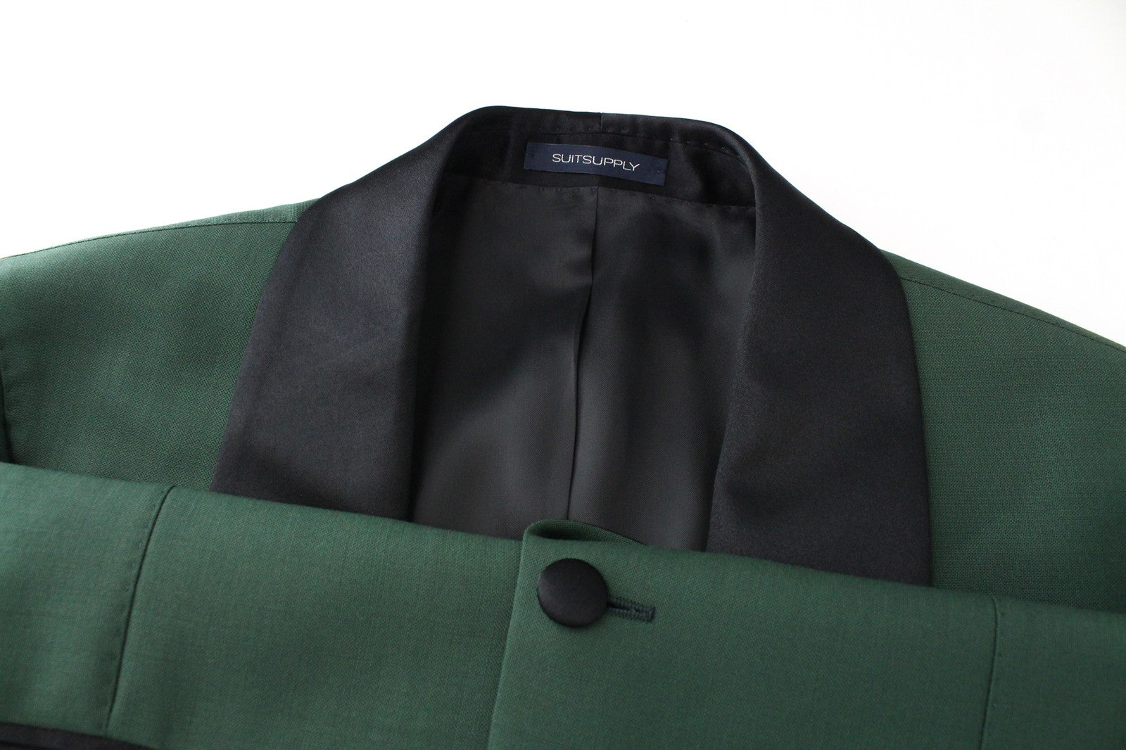 SUITSUPPLY La Spalla Men Suit UK36R Shawl Lapel Green Twill 2-Piece Woolen