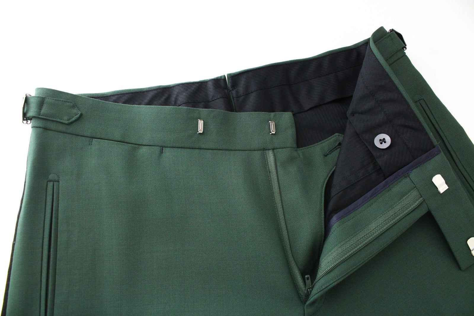SUITSUPPLY La Spalla Men Suit UK36R Shawl Lapel Green Twill 2-Piece Woolen
