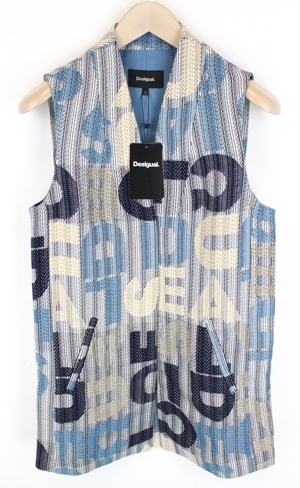 DESIGUAL Chaq Letters Women Waistcoat S Pocketed Pull On Abstract Logo Short