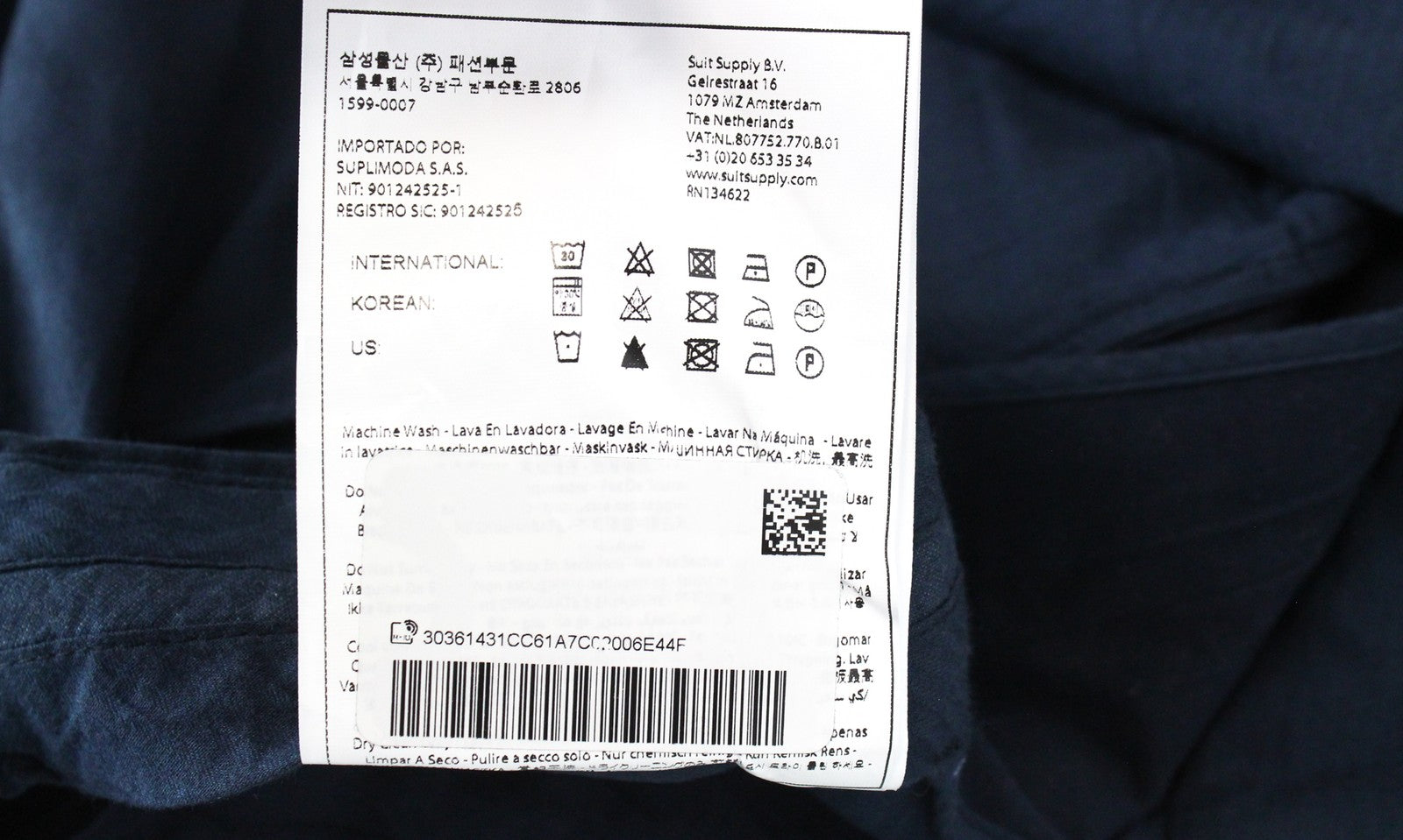 SUITSUPPLY Porto Novo Men Trousers UK32R Cotton Blend Stretch Dark Blue Lined