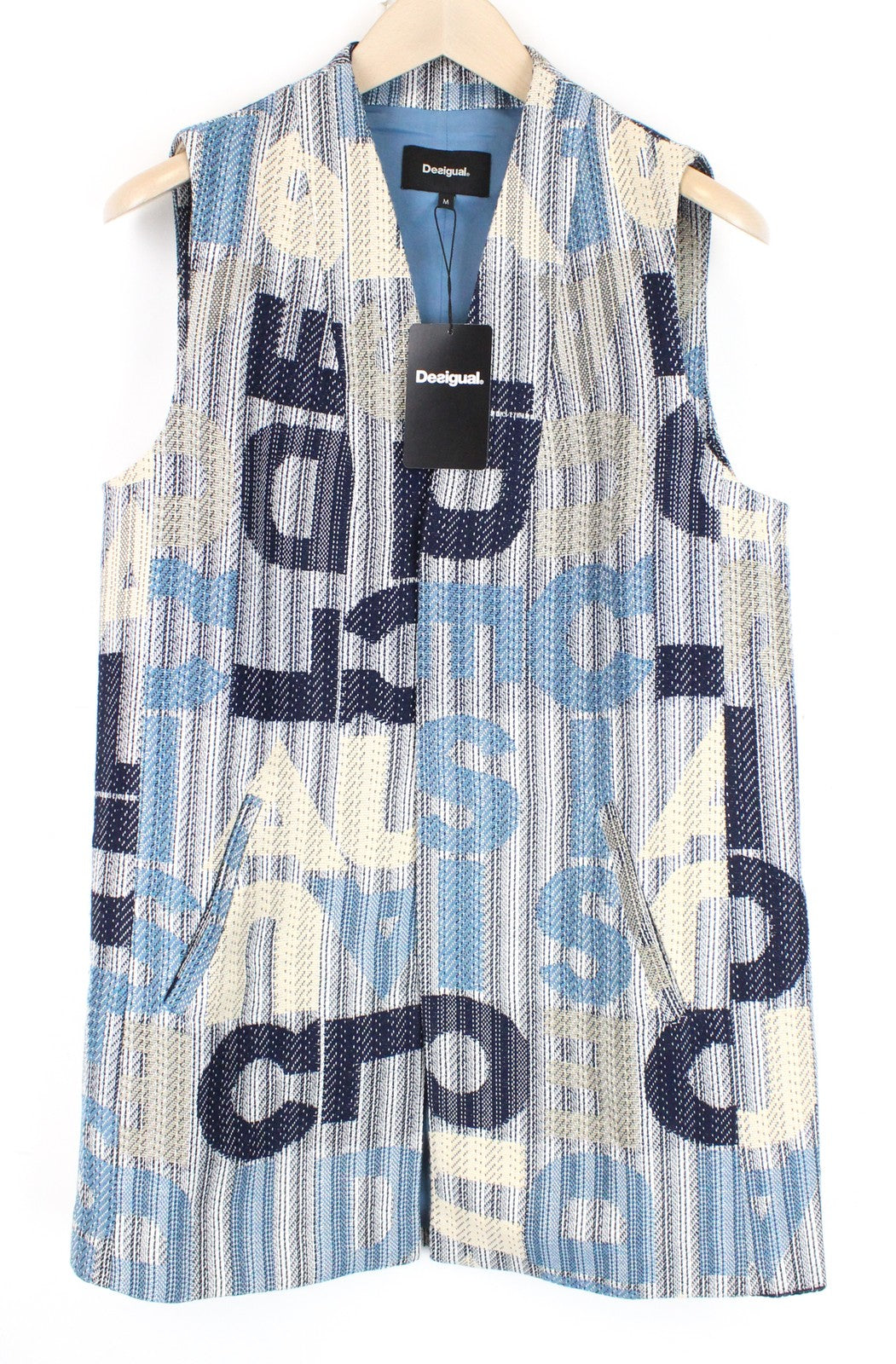 DESIGUAL Chaq Letters Women Waistcoat M Pocketed Pull On Abstract Logo Print