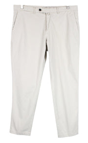 SUITSUPPLY Men Trousers Zip-Fly Beige Cotton Stretch Classic Formal