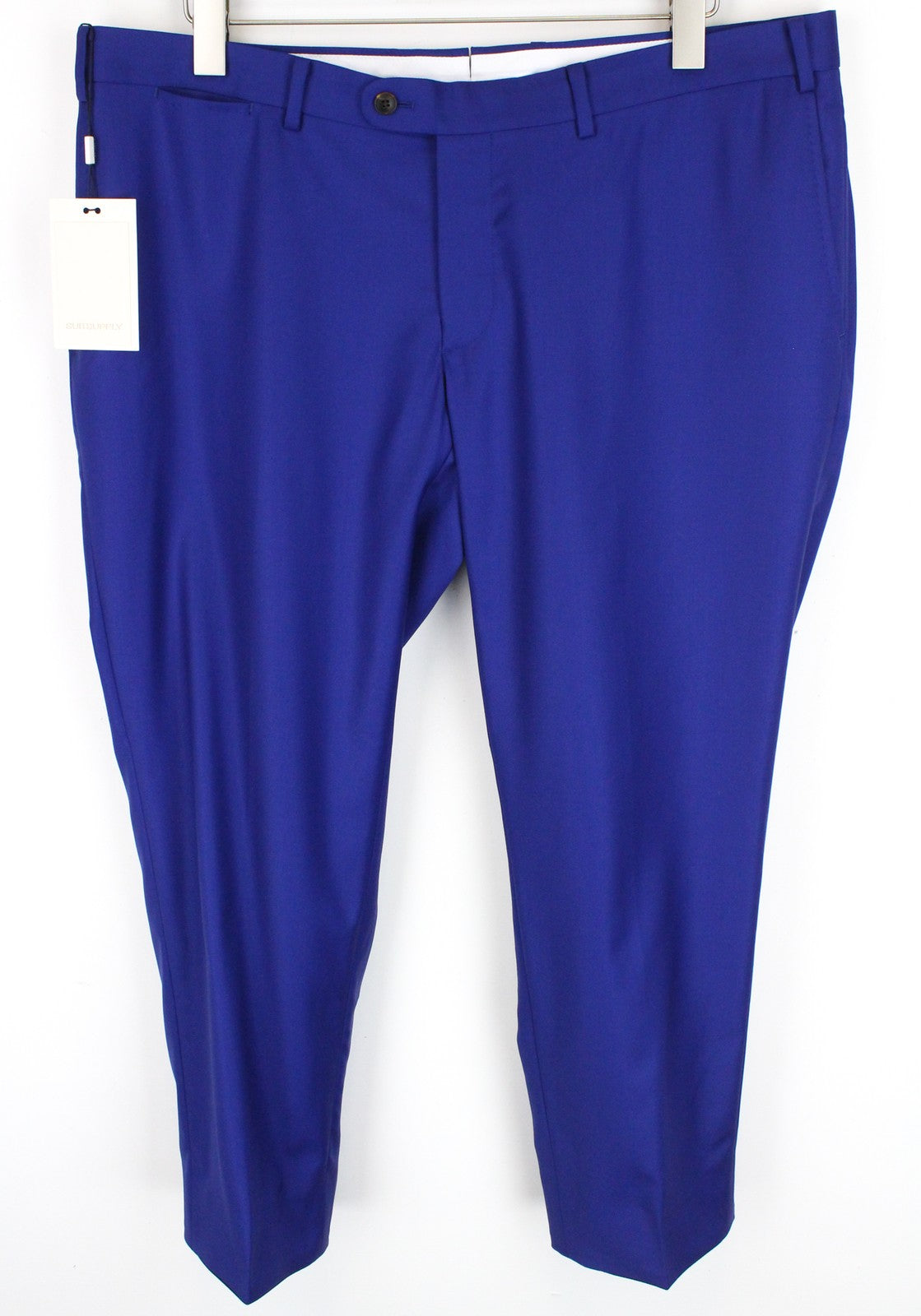 SUITSUPPLY Lazio Men Trousers UK44S Bright Blue Formal Pleated Pure Wool