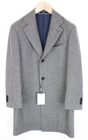 SUITSUPPLY Vicenza Men Coat UK36R Wool Cashmere Blend Grey Mid-Length Flannel