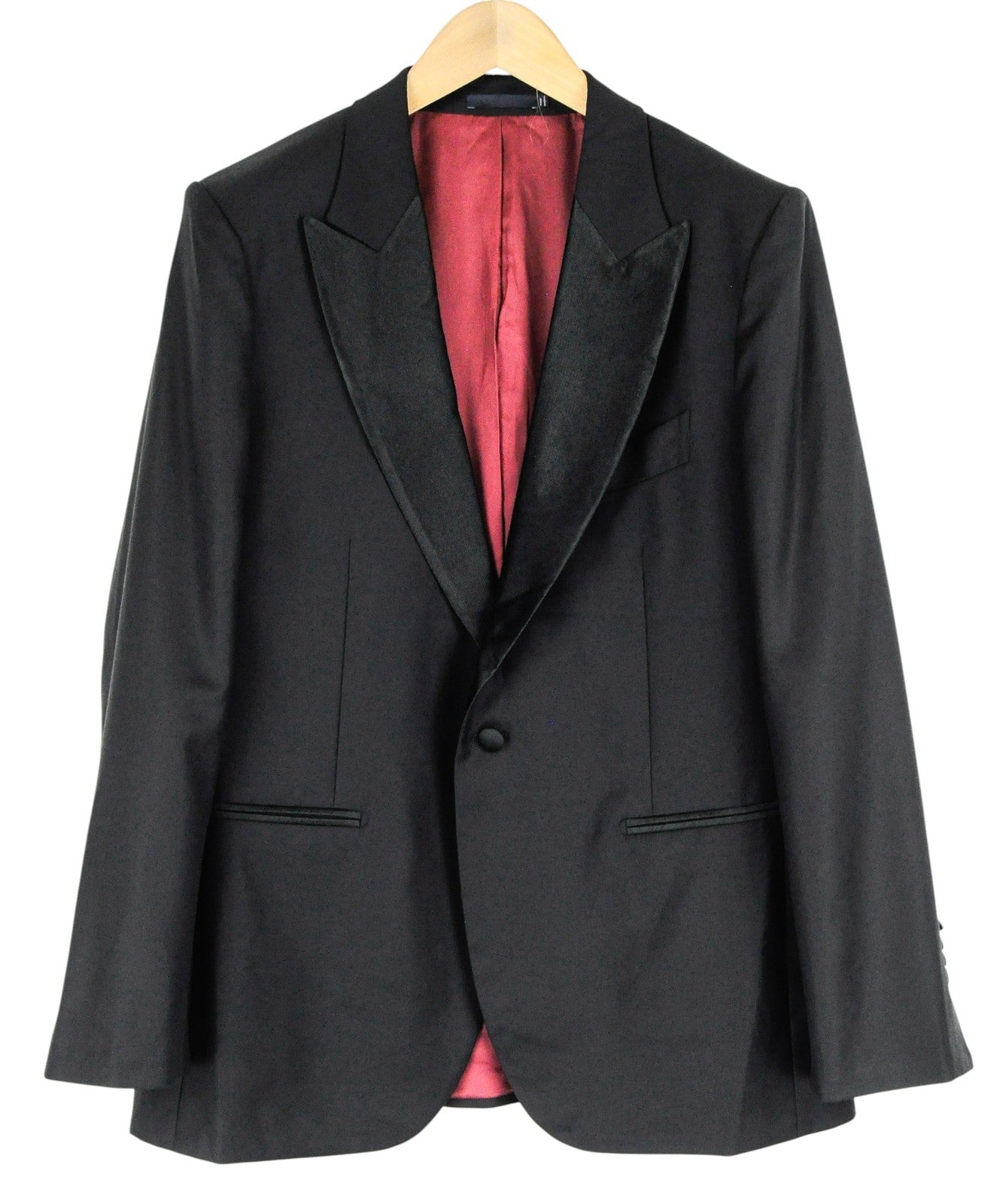 SUITSUPPLY Lazio Tux Men Suit UK44S Black Slim Pure Wool Super 110's 2 Piece