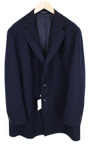SUITSUPPLY Vicenza Men Coat UK52R Pure Wool Mid-Length Lined Flannel Dark Blue