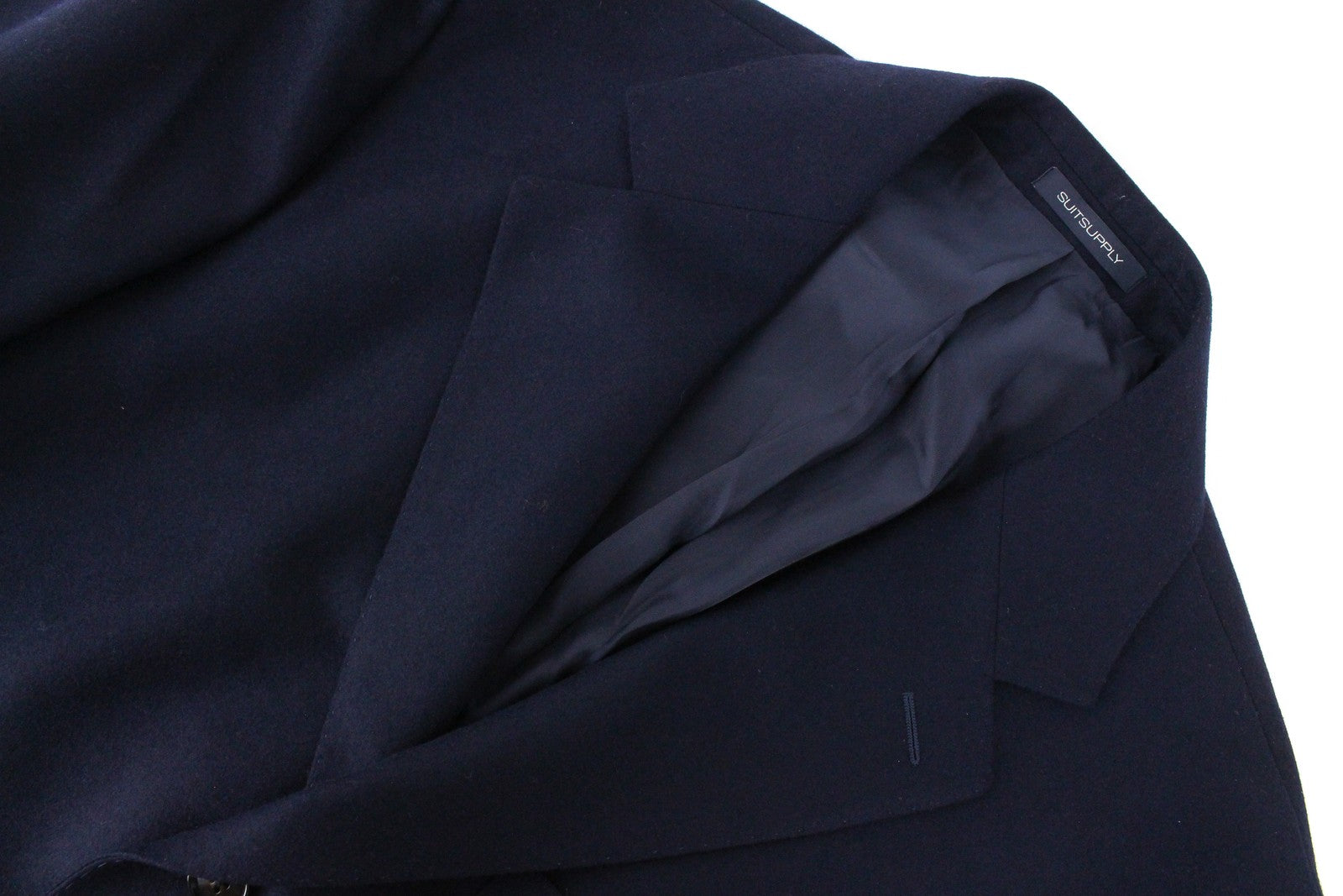 SUITSUPPLY Vicenza Men Coat UK52R Pure Wool Mid-Length Lined Flannel Dark Blue