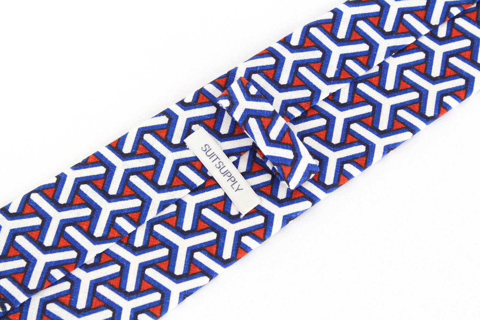 SUITSUPPLY Men Tie 148 x 8 cm Pointed-End Abstract Linen Cotton Blend Colourful