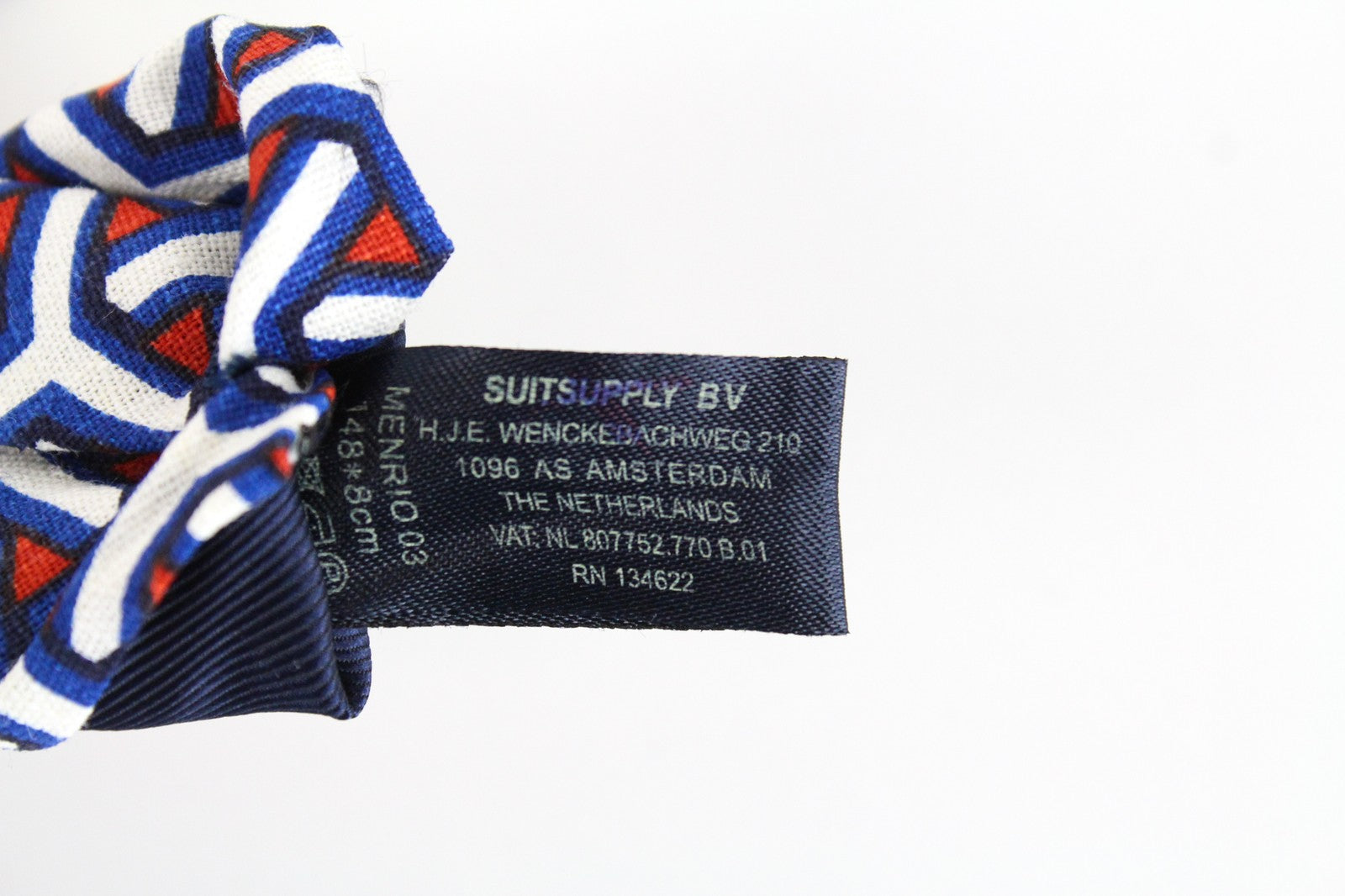 SUITSUPPLY Men Tie 148 x 8 cm Pointed-End Abstract Linen Cotton Blend Colourful