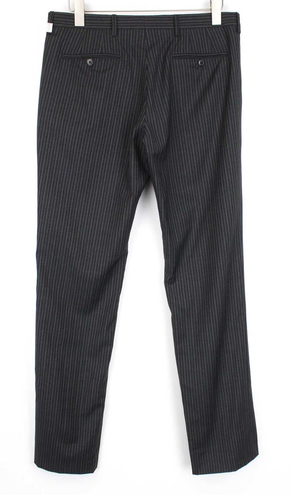 RICHMOND Men Trousers 48 Pure Wool Grey Striped Pattern Classic Formal