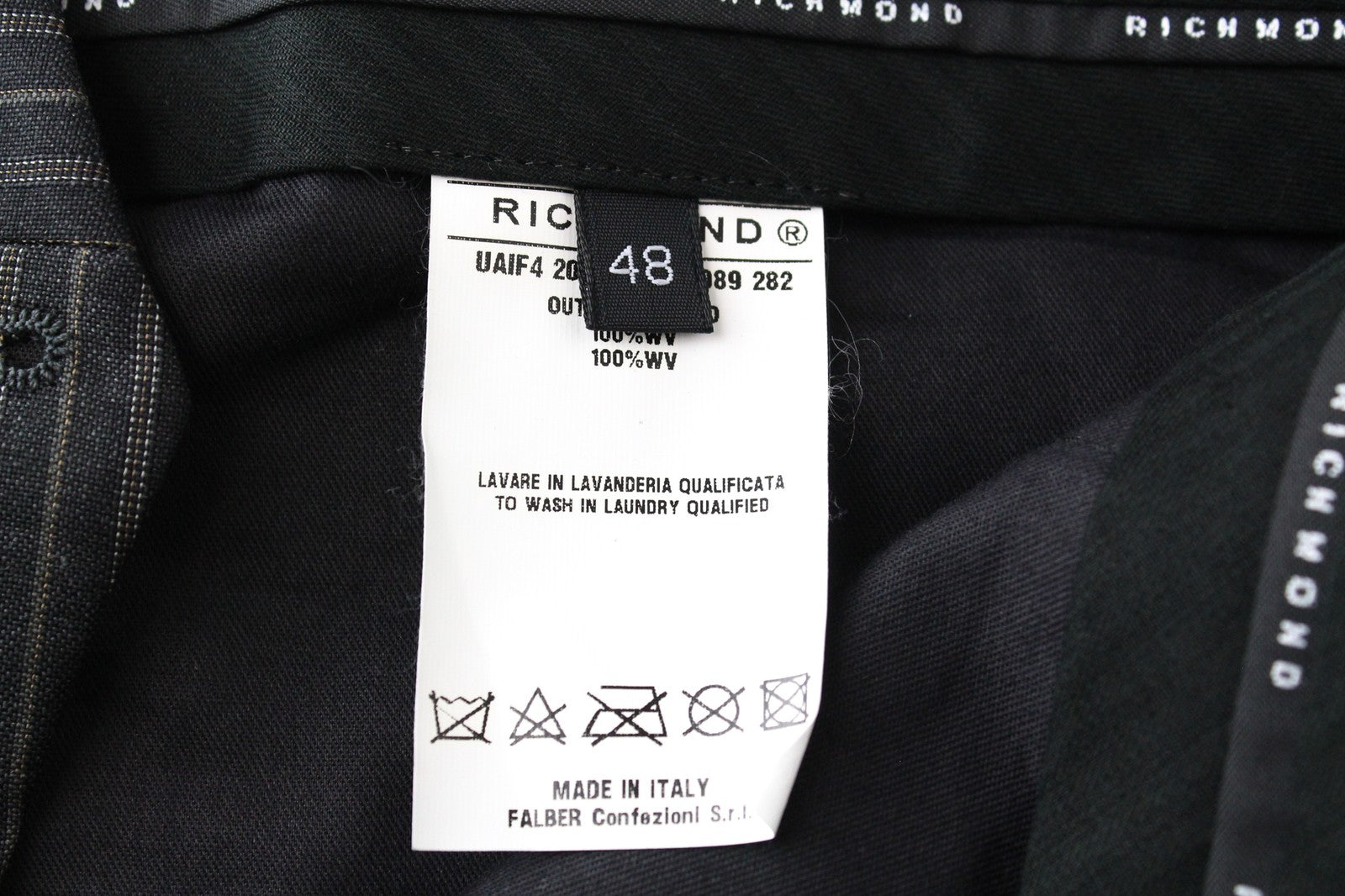 RICHMOND Men Trousers 48 Pure Wool Grey Striped Pattern Classic Formal
