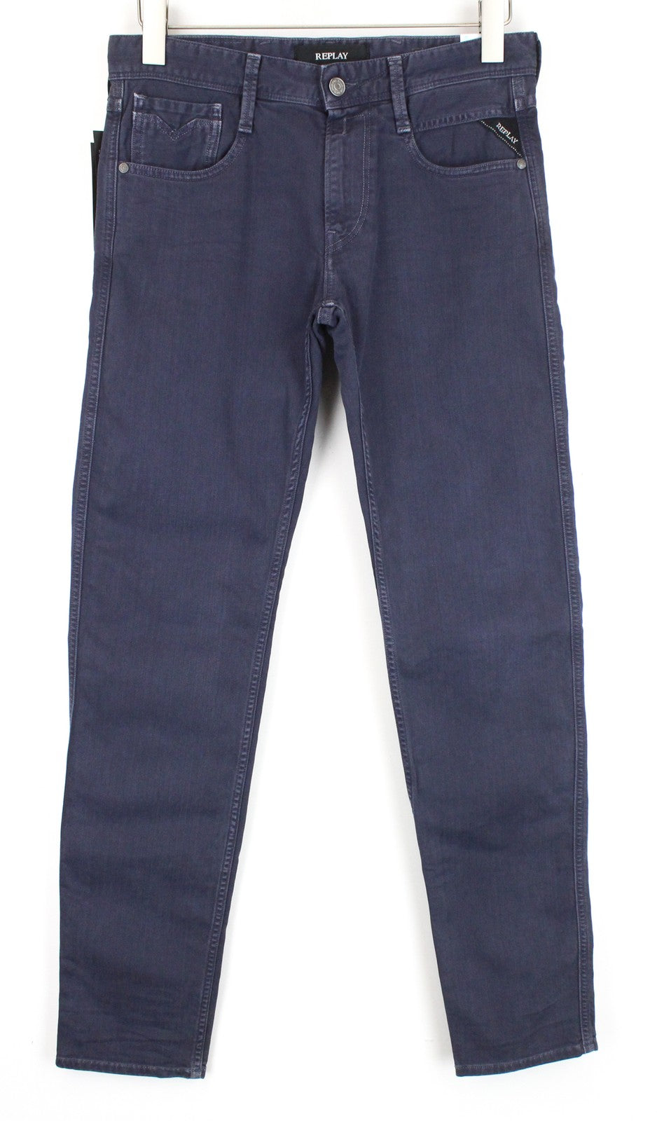 REPLAY Anbass Men Jeans W30/L34 Slim Fit Cotton Stretch Blue 5-Pockets Denim