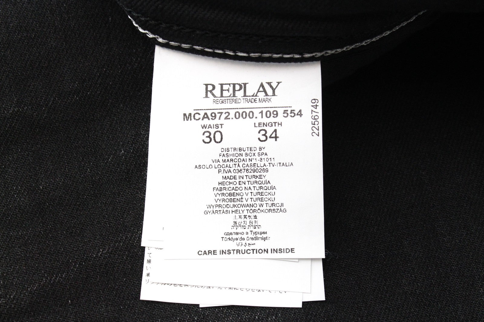 REPLAY Grover Men Jeans W30/L34 Straight Fit Selvedge Cotton Stretch Black Wash