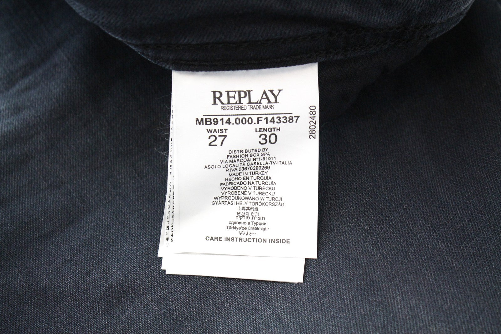 REPLAY Anbass Men Jeans W27/L30 Slim Fit Cotton Stretch Grey Blue Washed Denim