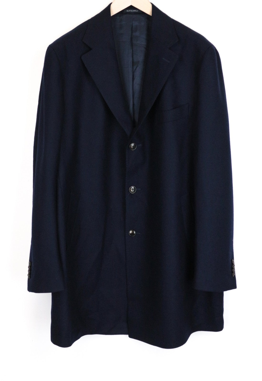 SUITSUPPLY Vicenza Men Coat UK52S Navy Pure Wool Single-Breasted Lined Classic