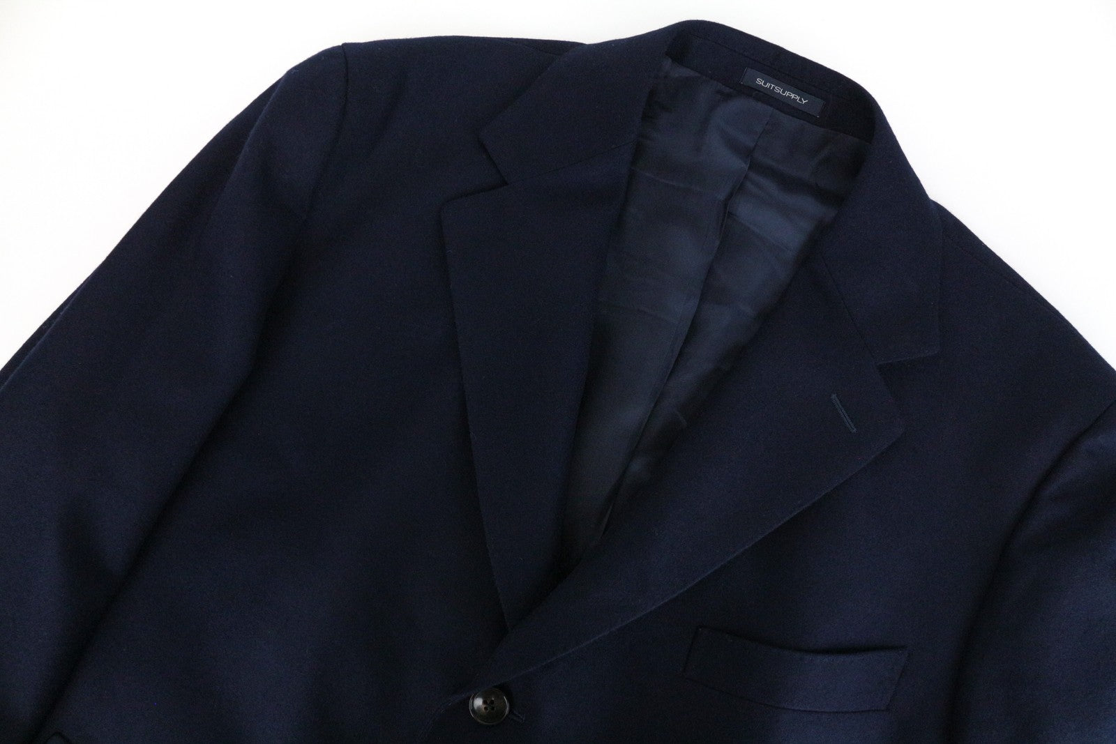 SUITSUPPLY Vicenza Men Coat UK52S Navy Pure Wool Single-Breasted Lined Classic