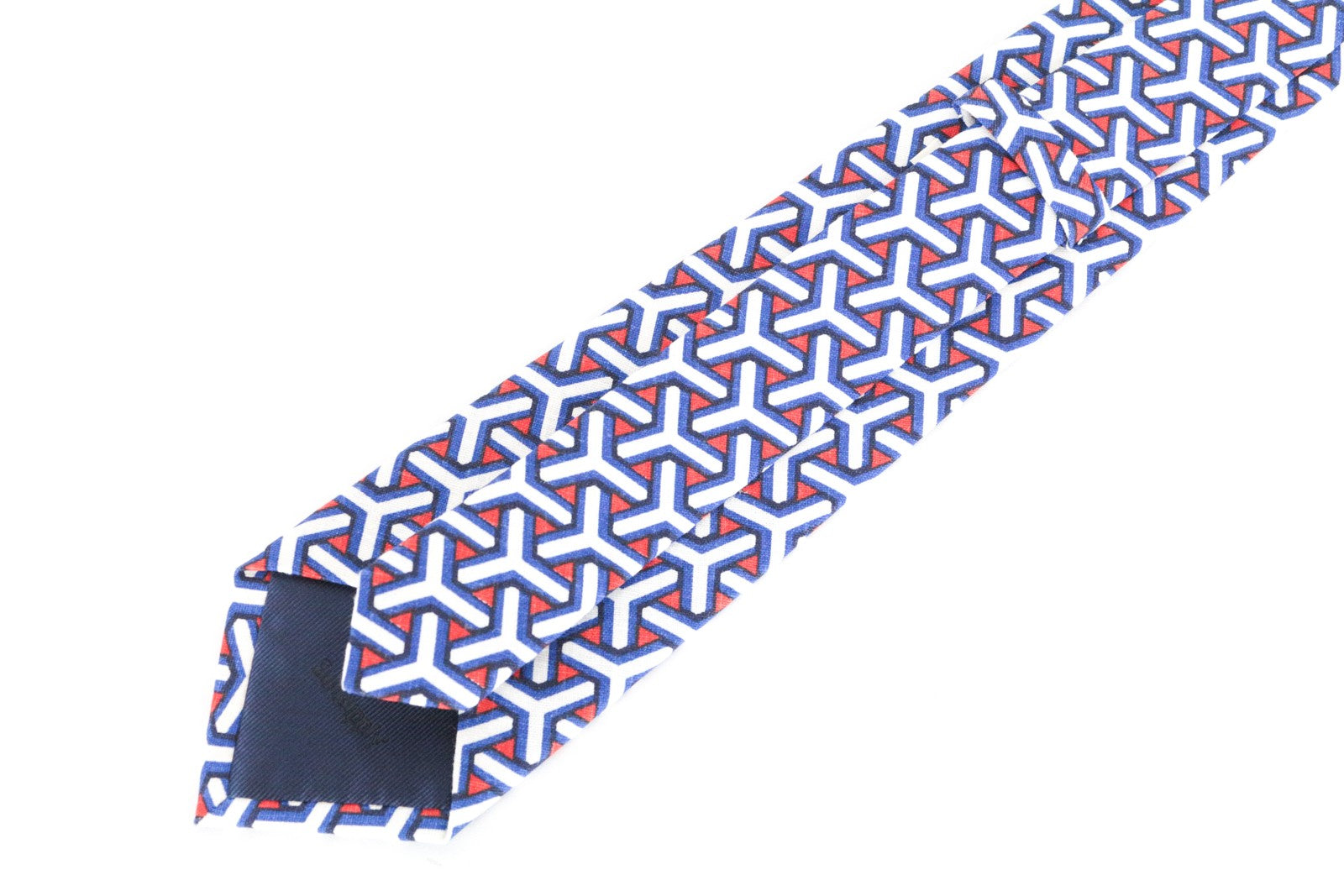 SUITSUPPLY Men Tie 148 x 8 cm Blue Red Linen Cotton Patterned Pointed-End