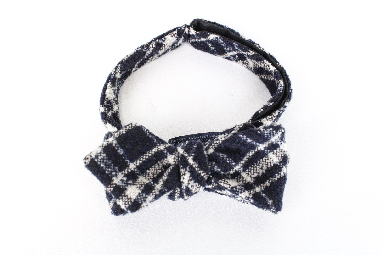 SUITSUPPLY Men Bowtie OS Blue Pre-Tied Checked Pattern Wool Blend Classic
