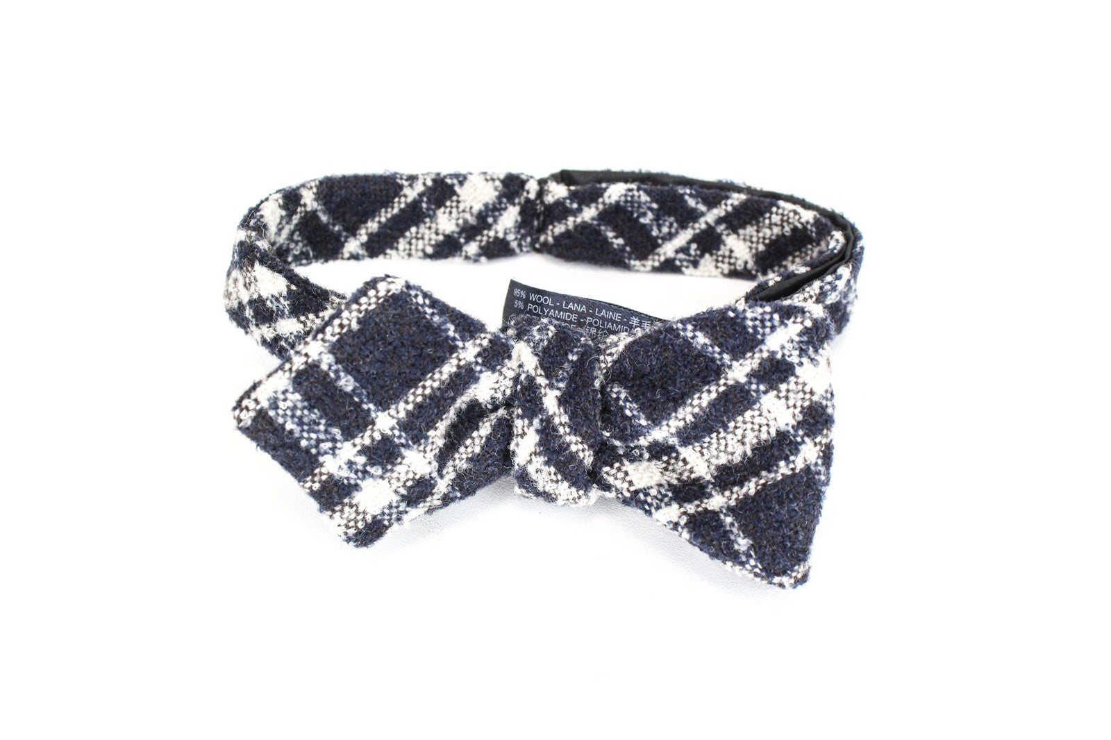 SUITSUPPLY Men Bowtie OS Blue Pre-Tied Checked Pattern Wool Blend Classic