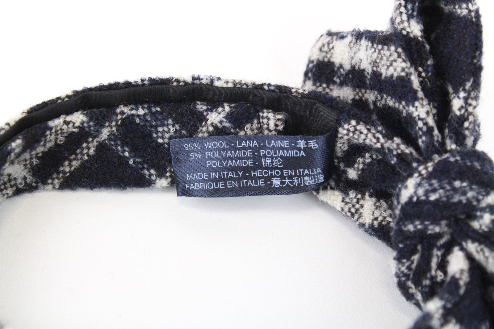 SUITSUPPLY Men Bowtie OS Blue Pre-Tied Checked Pattern Wool Blend Classic