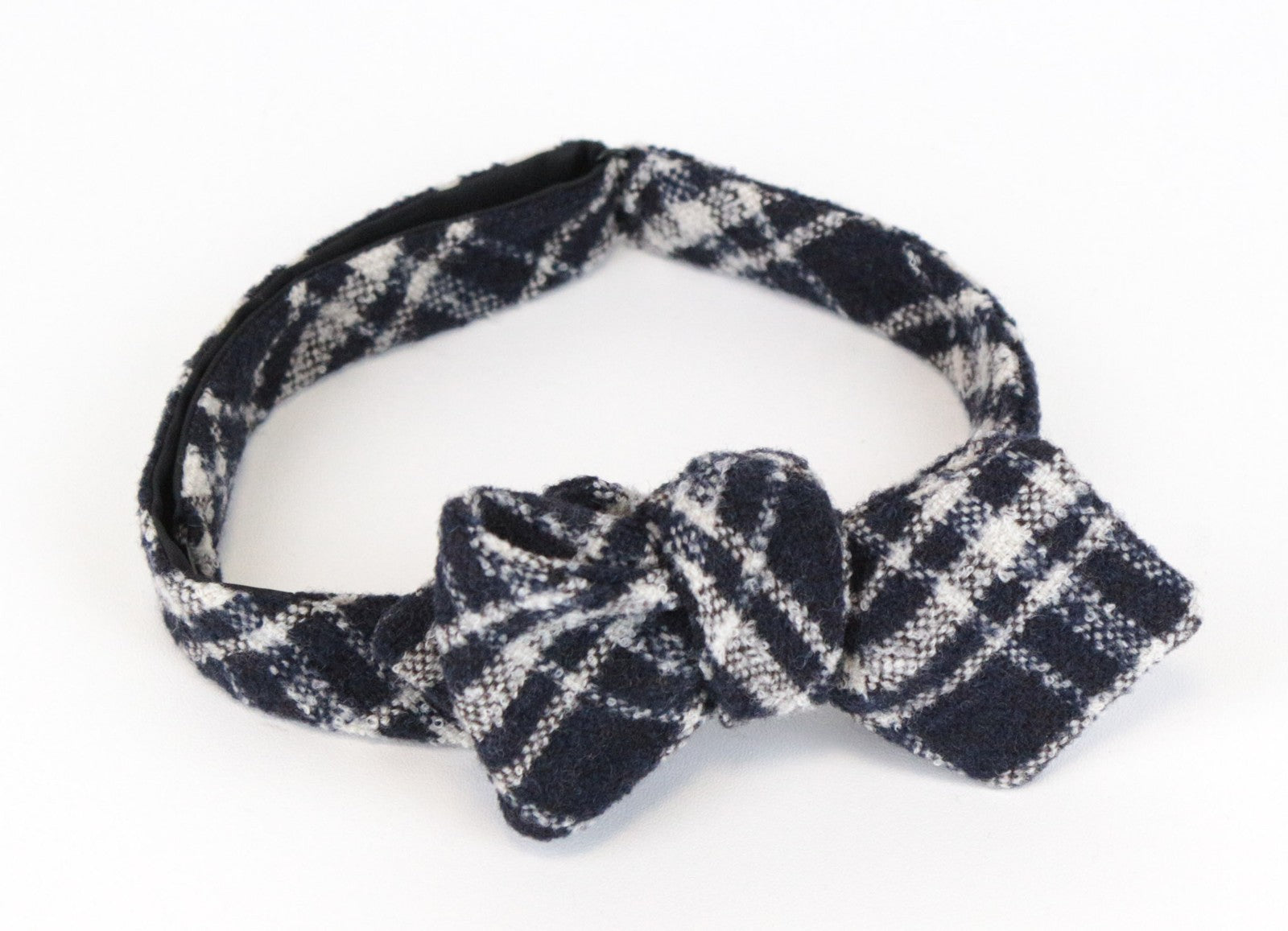 SUITSUPPLY Men Bowtie OS Blue Wool Blend Checked Pattern Pre-Tied Butterfly