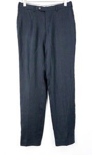 SUITSUPPLY Men Trousers Pure Linen Brescia UK36R Dark Blue Navy Pleated Formal