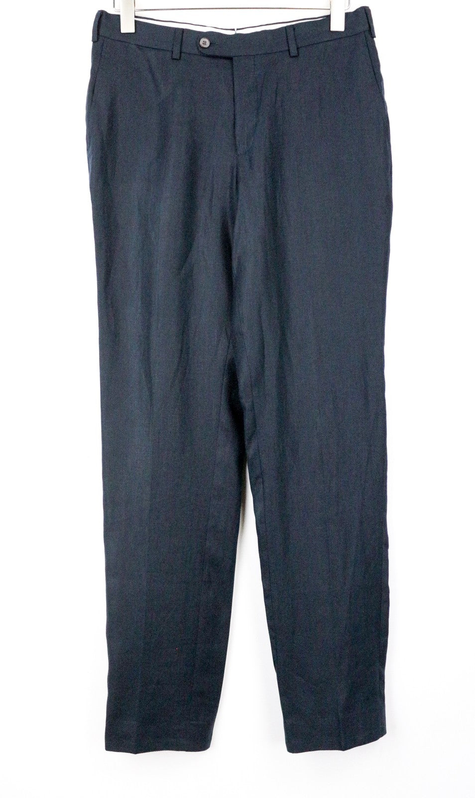 SUITSUPPLY Men Trousers Pure Linen Brescia UK36R Dark Blue Navy Pleated Formal
