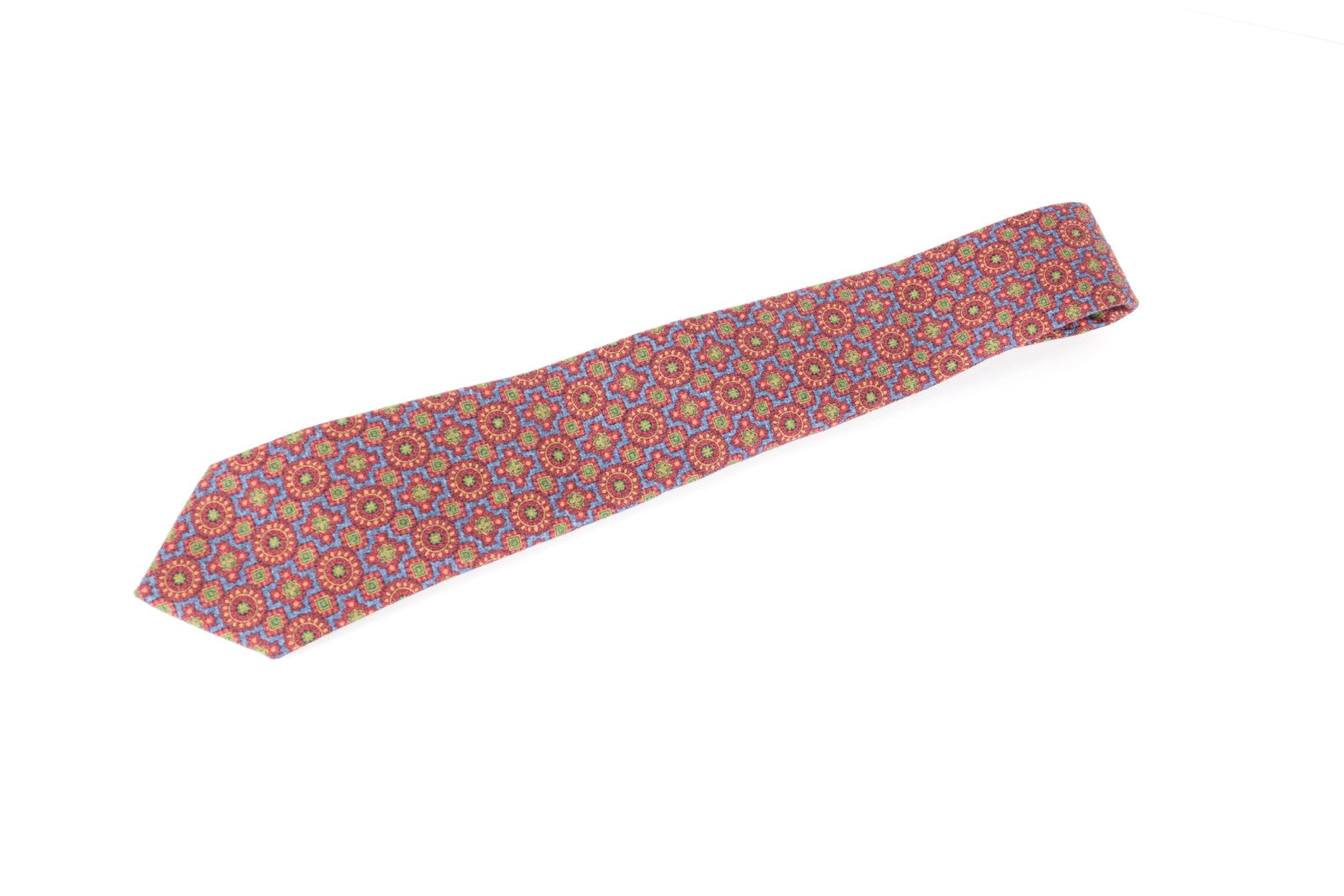 SUITSUPPLY Men Tie ~150 x 8.5 cm Red Blue Patterned Wool Silk Pointed Formal