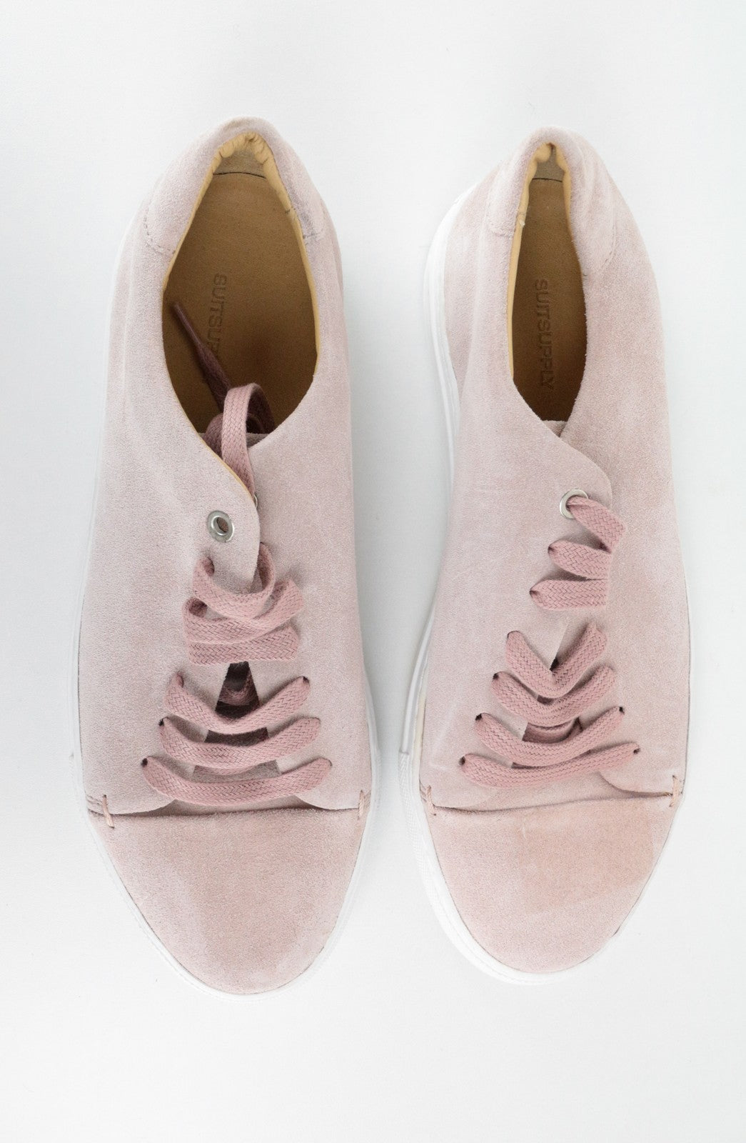 SUITSUPPLY Men Trainers EU41 Pink Leather Suede Low-Top Casual Sneakers