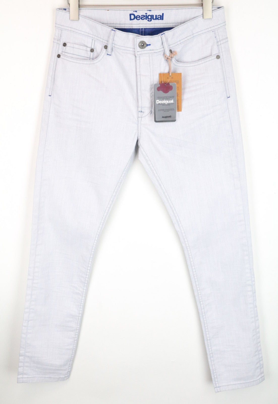 DESIGUAL Lucas Men Jeans UK12 Slim Blue Cotton Stretch