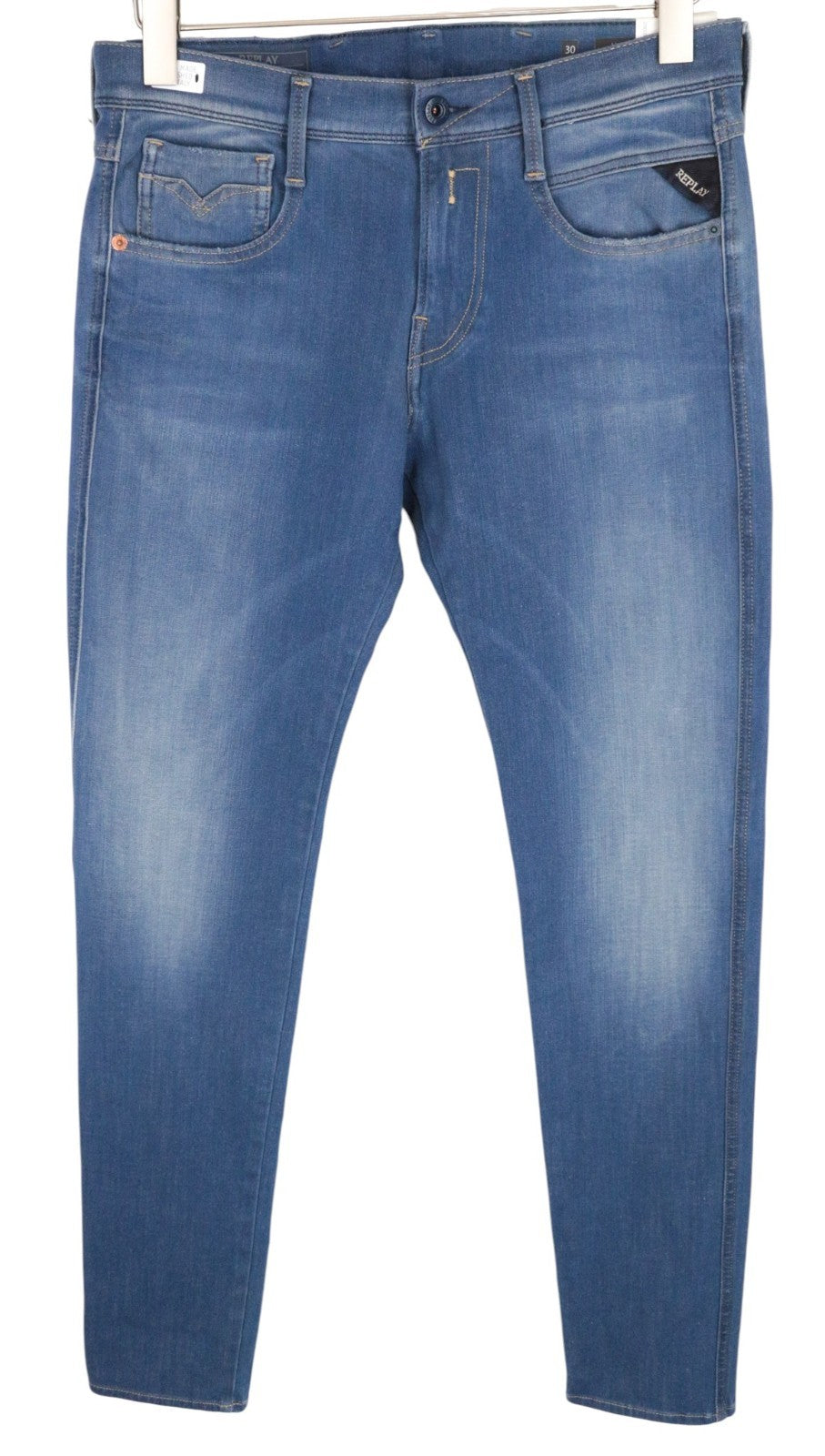 REPLAY Anbass Men Jeans W30/L34 Slim Cotton Blend Stretch Blue