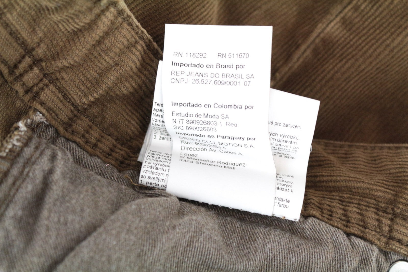 REPLAY Grover Men Trousers W31/L34 Straight Cotton Stretch Brown Corduroy