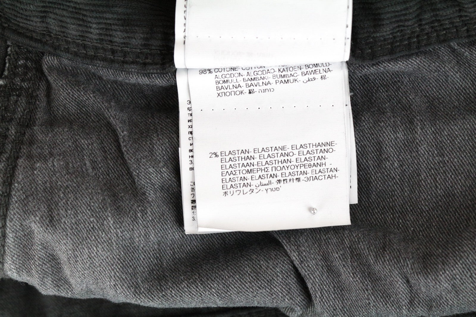 REPLAY Anbass Men Trousers W38/L34 Slim Cotton Stretch Grey Corduroy