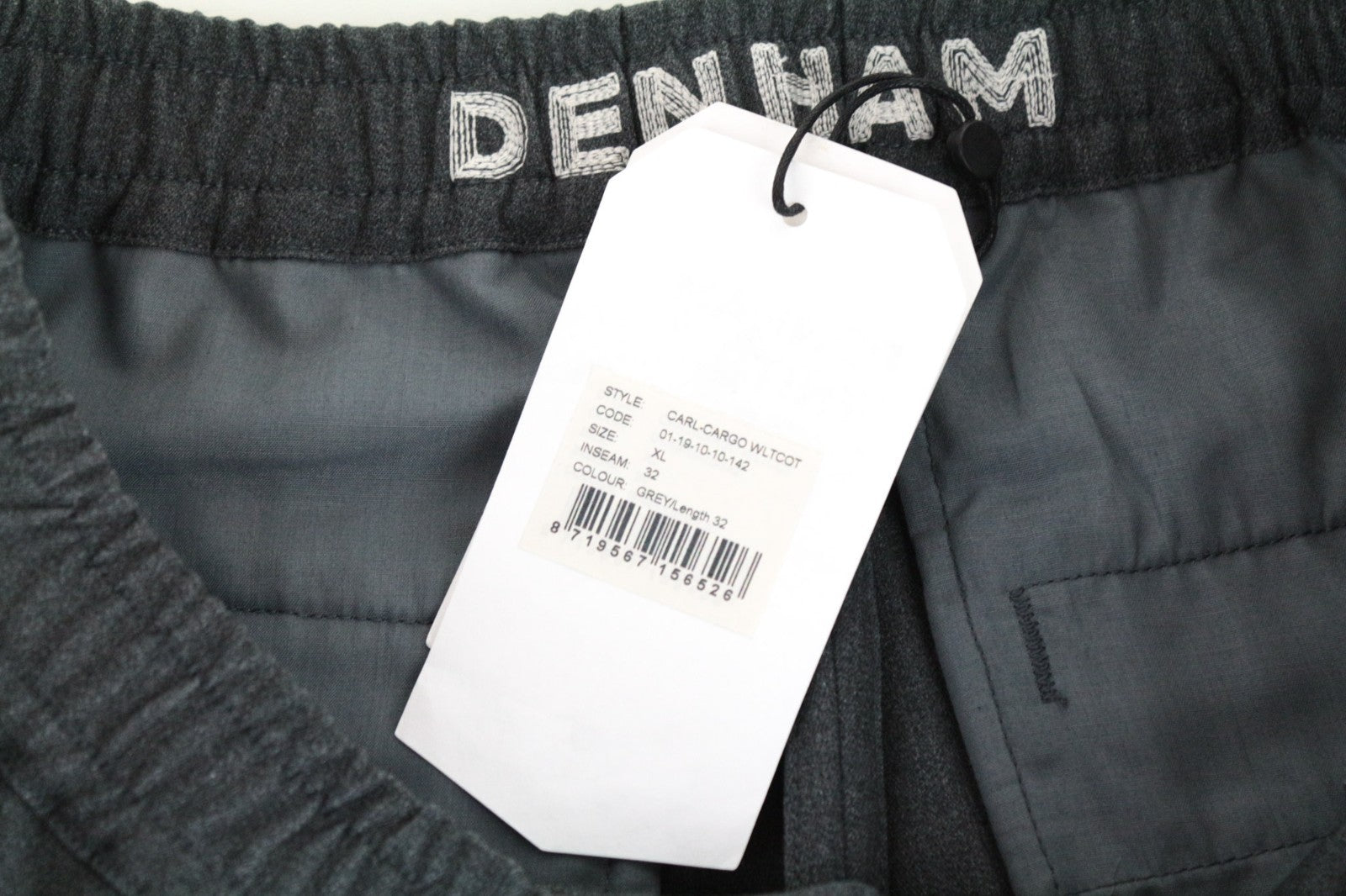 DENHAM Carl Men Trousers XL Grey Cotton Blend Stretch