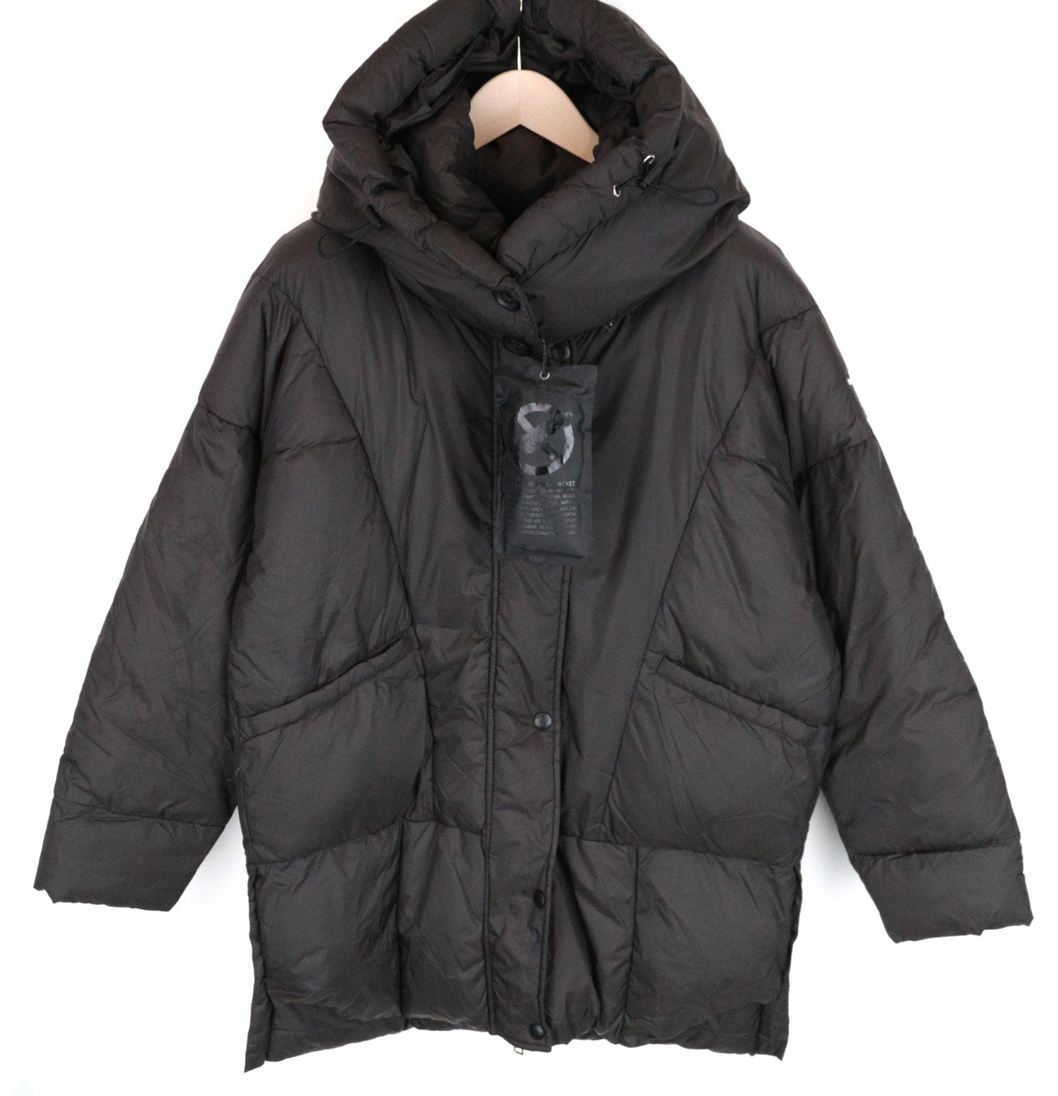 REPLAY Women Jacket M Dark Brown Lined Padded Hooded Single-Breasted