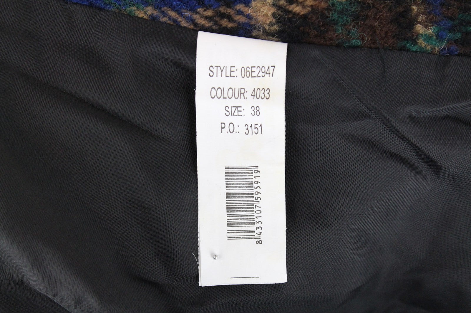 DESIGUAL Women Jacket 38 M Blue Green Wool Blend Checked Pattern Long Sleeved