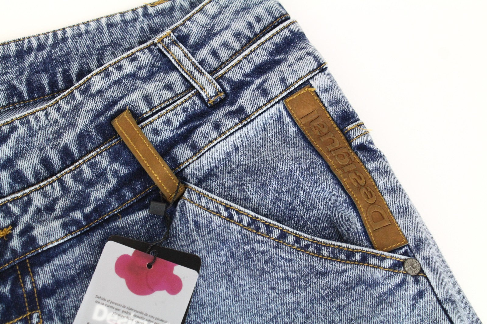 DESIGUAL Coll_Rep Men Jeans W36 Washed Mid-Blue Slim Zipped Classic Stretch