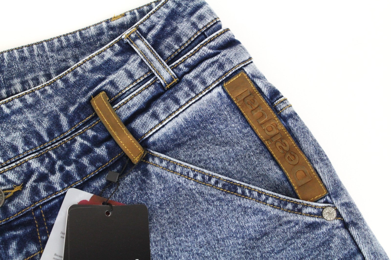 DESIGUAL Coll_Rep Men Jeans W32 Washed Mid-Blue Slim Zipped Classic Stretch