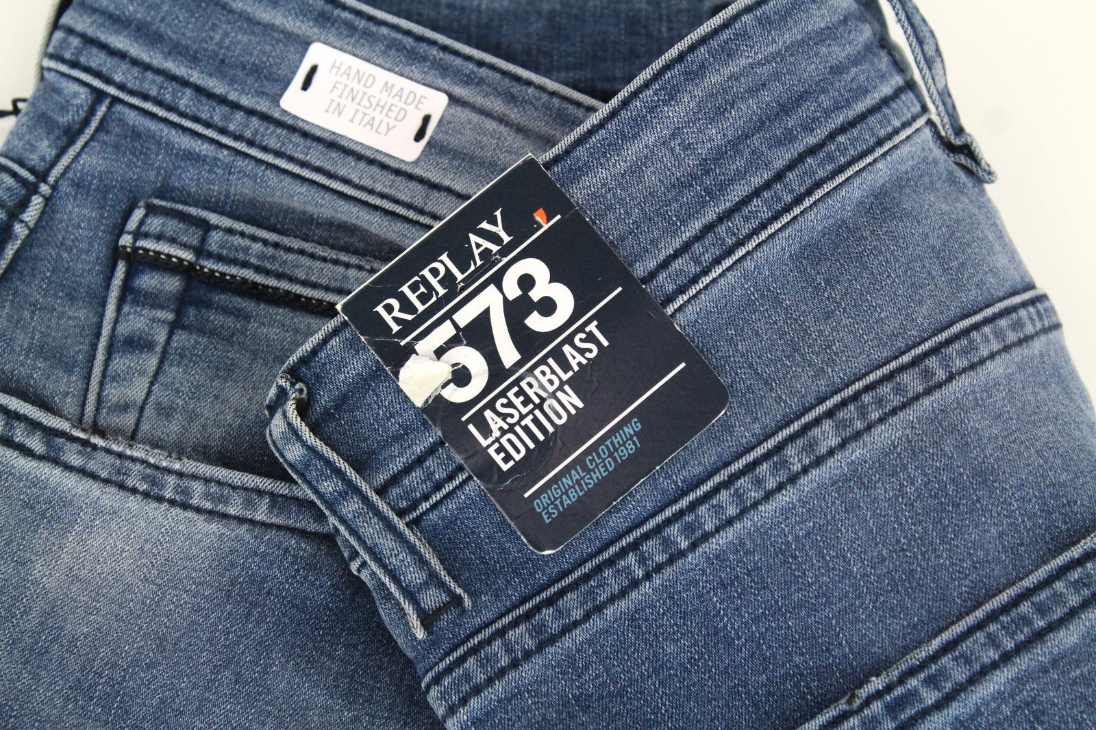 REPLAY Grover Men Jeans W30/L34 Super Stretch Button-Fly Blue Straight Classic
