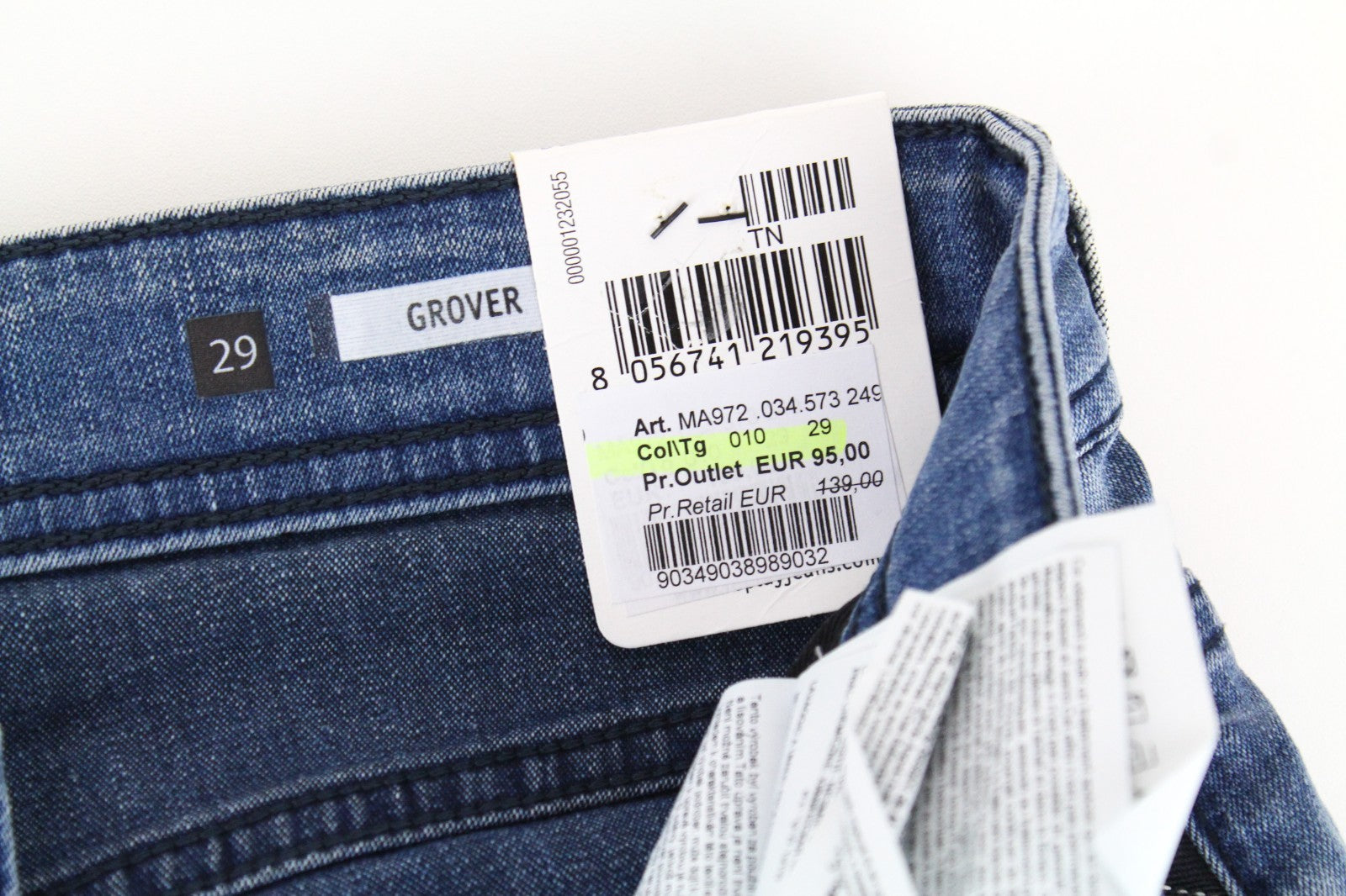 REPLAY Grover Men Jeans W29/L34 Super Stretch Button-Fly Blue Straight Classic