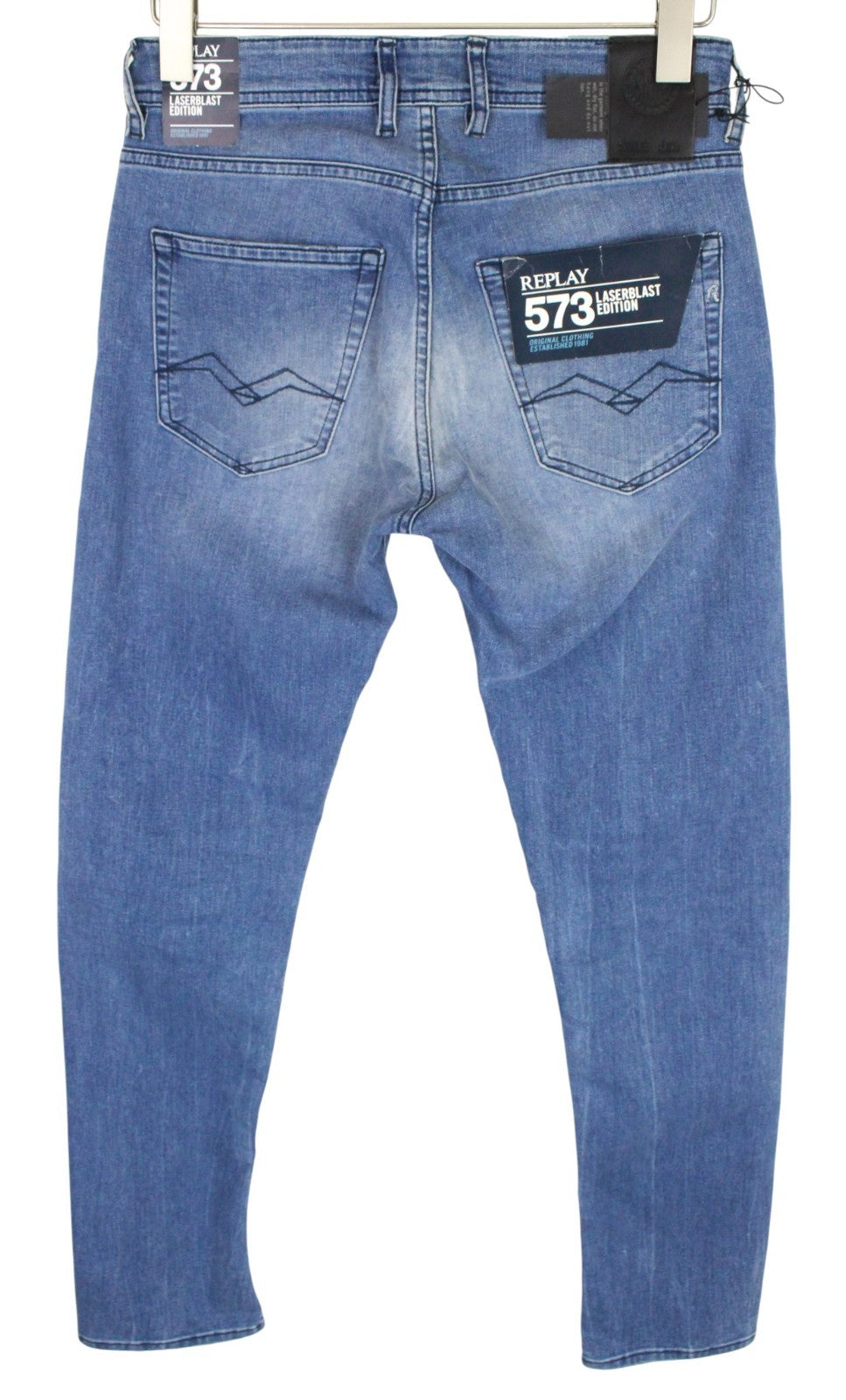REPLAY Grover Men Jeans W29/L34 Super Stretch Button-Fly Blue Straight Classic
