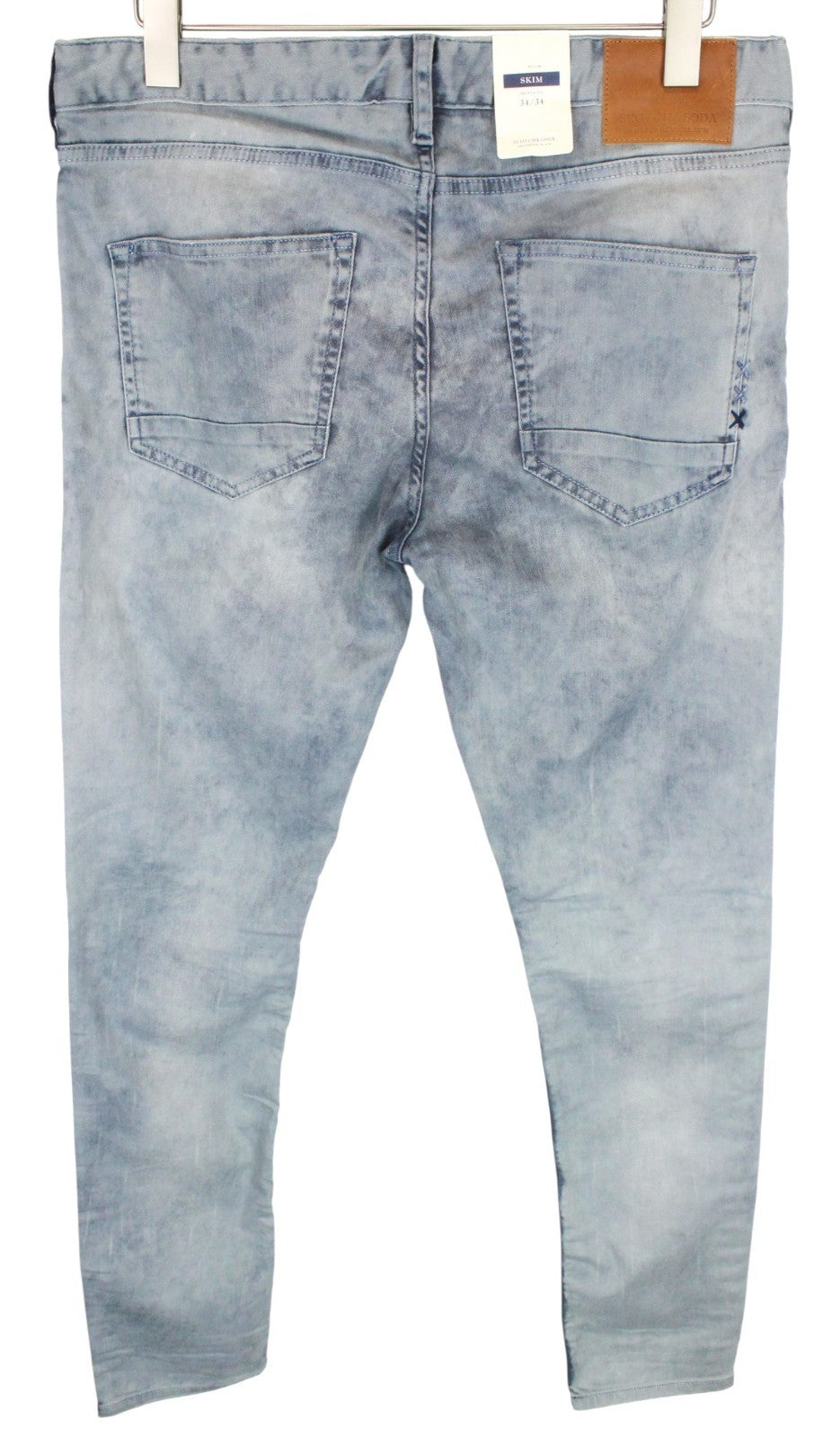 SCOTCH & SODA Skim Men Jeans W34/L34 Blue Skinny Washed Dress Stretchy Zip Fy