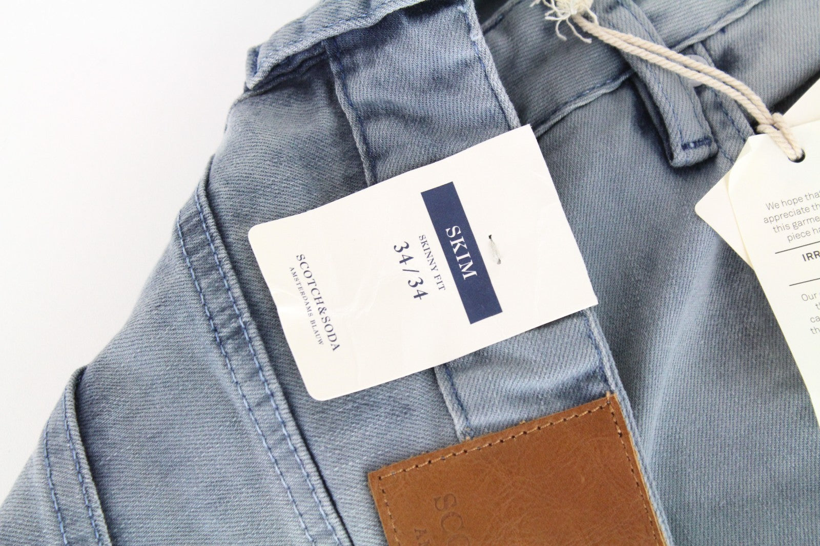 SCOTCH & SODA Skim Men Jeans W34/L34 Blue Skinny Washed Dress Stretchy Zip Fy